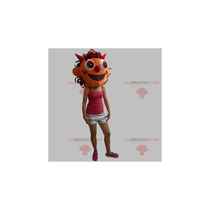 Mascotte de tête de monstre orange de diablotin - Redbrokoly.com