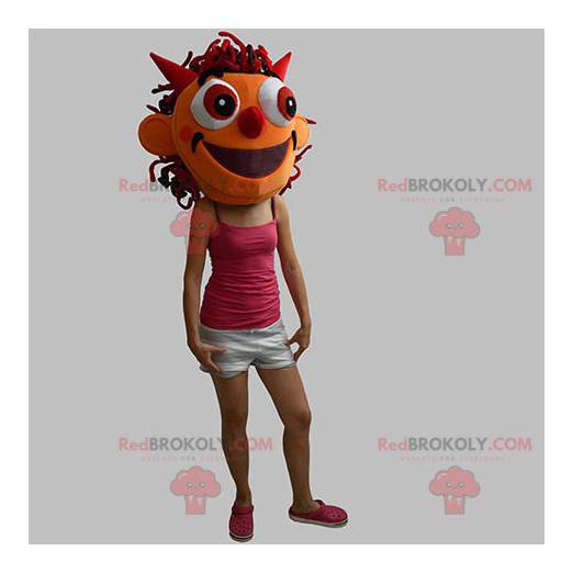 Mascotte de tête de monstre orange de diablotin - Redbrokoly.com