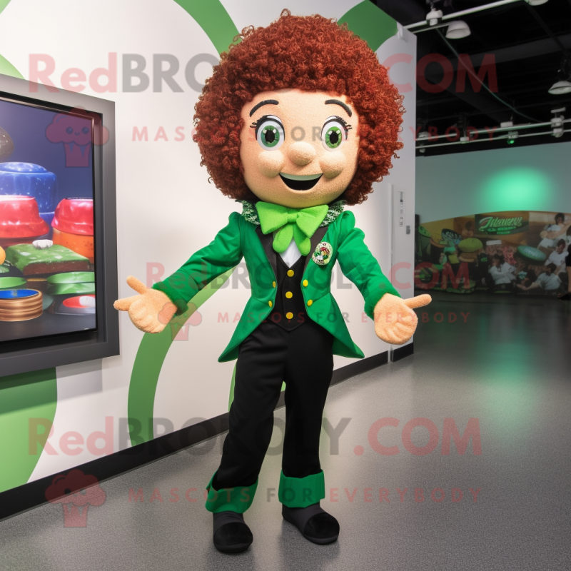 Green Irish Dancer mascot costume character dressed with a Bodysuit and Pocket squares Green Irish Dancer mascot costume character dressed with a Bodysuit and Pocket squares