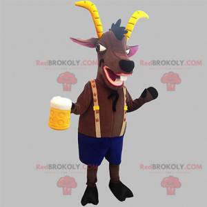 Mascote ibex marrom com chifres amarelos - Redbrokoly.com