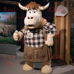 Tan Hereford Cow maskot...