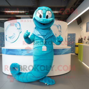 Cyan Snake maskot kostume...