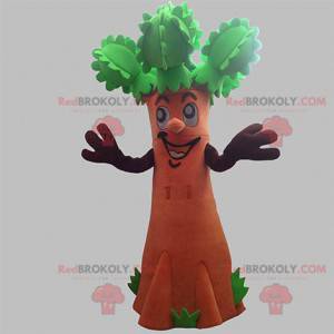 Mascot gigante árbol marrón y verde. Mascota de arbusto -