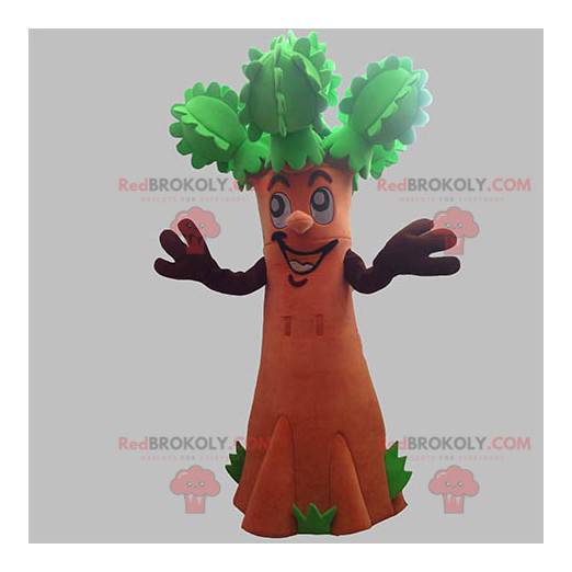 Mascotte d'arbre géant marron et vert. Mascotte d'arbuste -