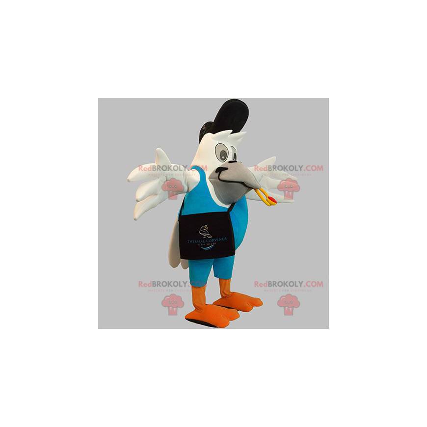 Giant white bird mascot in postman outfit - Redbrokoly.com Giant white bird mascot in postman outfit - Redbrokoly.com