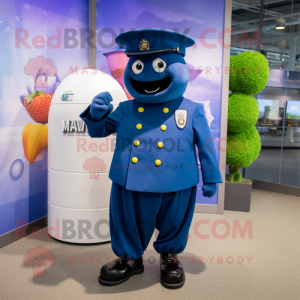 Navy Grenade mascot costume character dressed with a Cover-up and Hat pins