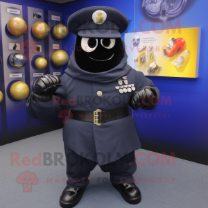 Navy Grenade mascot costume character dressed with a Cover-up and Hat pins