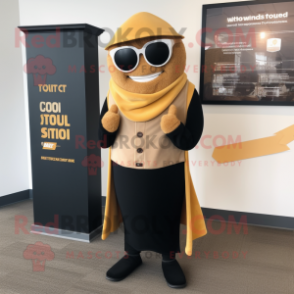 Gold Attorney mascot costume character dressed with a Tank Top and Shawl pins