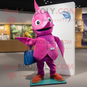 Magenta zwaardvis mascotte...