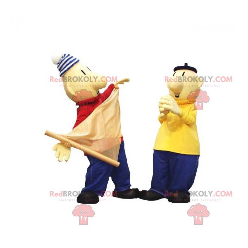 2 maskotar av sjömän med färgglada kläder - Redbrokoly.com