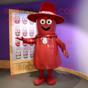 Lavender Bottle Of Ketchup mascot costume character dressed with a Romper and Hat pins