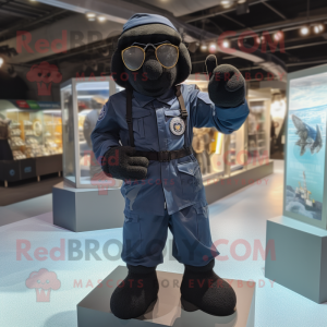 Navy Special Air Service mascot costume character dressed with a Bermuda Shorts and Gloves