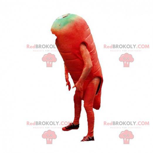 Mascotte di carota arancione gigante. Mascotte di verdure -