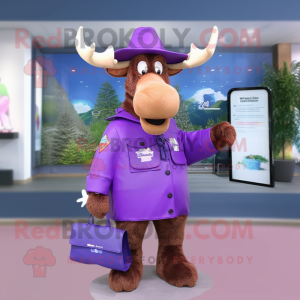 Purple Moose maskot kostym...