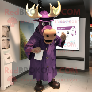 Purple Moose maskot kostym...