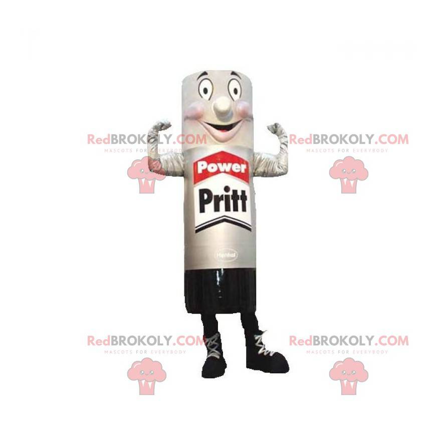 Mascot gigante tubo de pegamento gris y negro - Redbrokoly.com