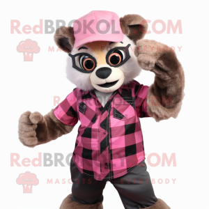 Rosa Lemur maskot kostym...