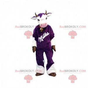 Mascote da vaca roxa e branca. Mascote Milka - Redbrokoly.com