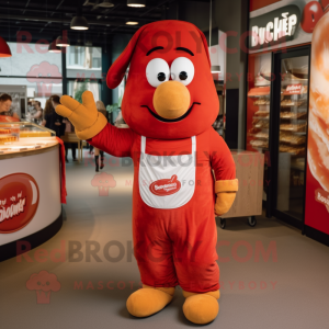 Röd Currywurst maskot dräkt...