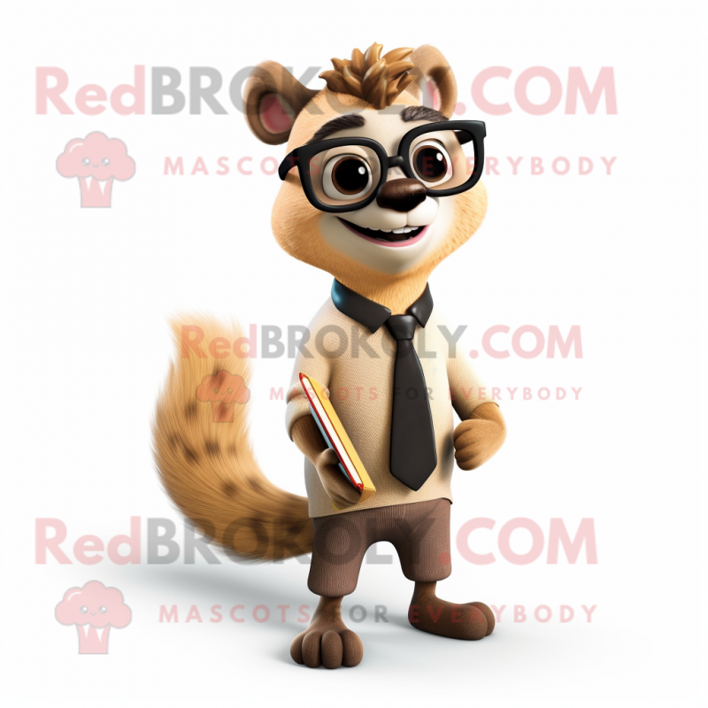 Tan Weasel mascot costume character dressed with a Pencil Skirt and Eyeglasses Tan Weasel mascot costume character dressed with a Pencil Skirt and Eyeglasses