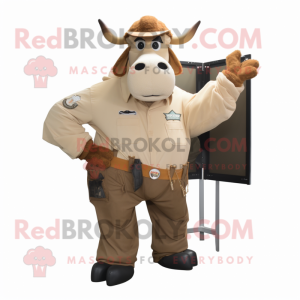 Tan Hereford Cow maskot...