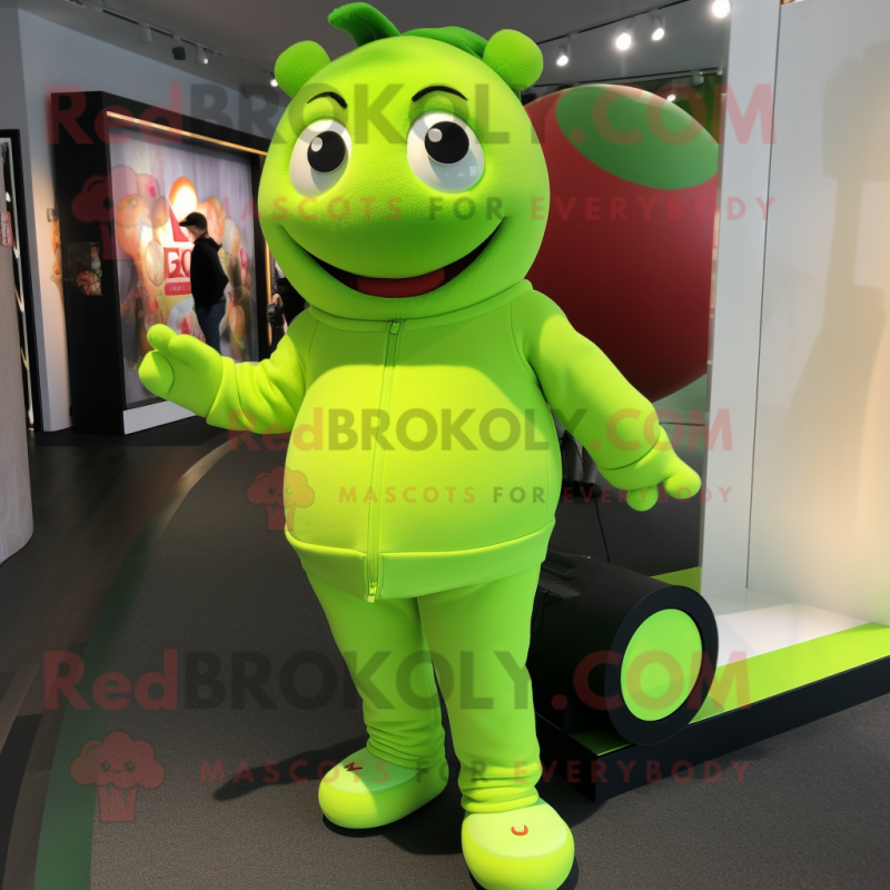 Lime Green But mascot costume character dressed with a Joggers and Clutch bags