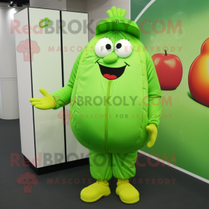 Lime Green But mascot costume character dressed with a Joggers and Clutch bags