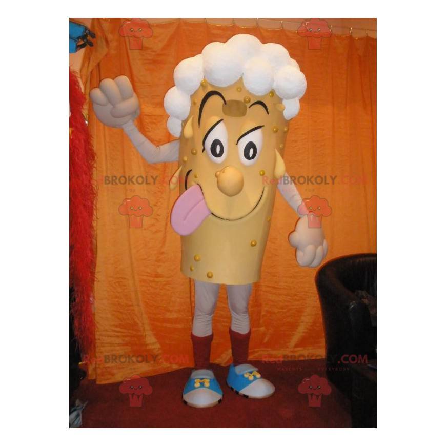 Sneeuwman mascotte met wit haar. Bier mascotte - Redbrokoly.com