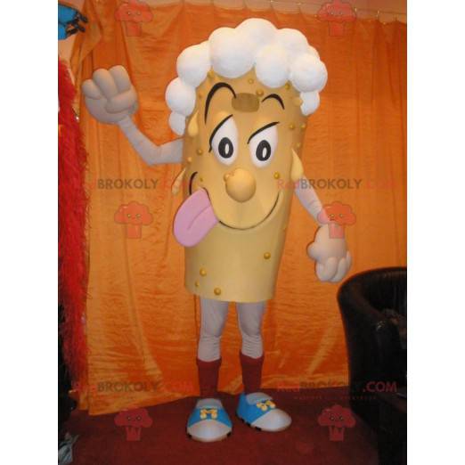 Sneeuwman mascotte met wit haar. Bier mascotte - Redbrokoly.com