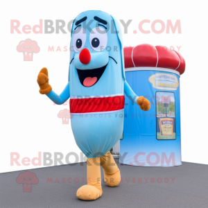 Sky Blue Hot Dog mascotte...