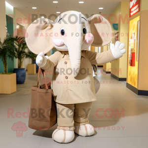 Tan Elephant maskot kostume...