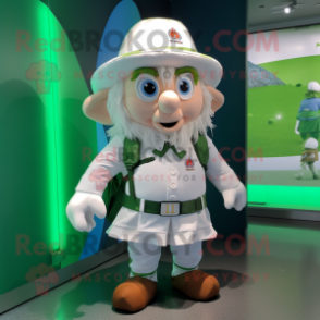 White Leprechaun Hat mascot costume character dressed with a Playsuit and Backpacks