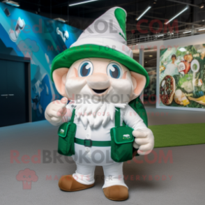 White Leprechaun Hat mascot costume character dressed with a Playsuit and Backpacks