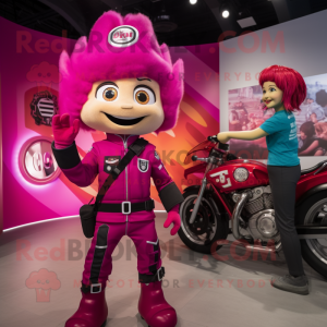 Magenta Fire Fighter maskot...