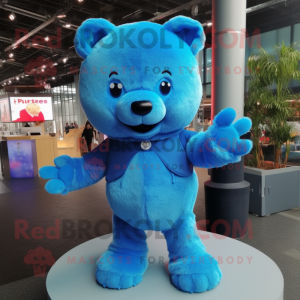 Blauwe teddybeer mascotte...