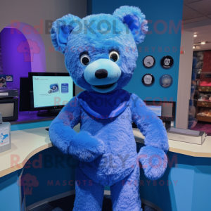 Blauwe teddybeer mascotte...