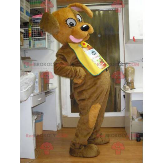 Brun hundmaskot som sticker ut tungan - Redbrokoly.com