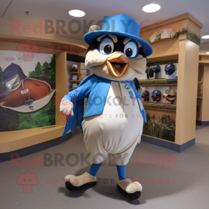 Tan Blue Jay maskot kostume...