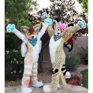 2 mascotes felinos lindos e coloridos