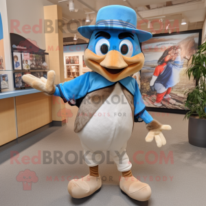 Tan Blue Jay maskot kostume...