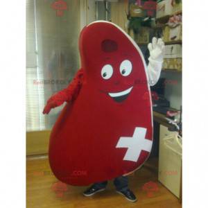 Mascote gigante vermelho e bife sorridente - Redbrokoly.com