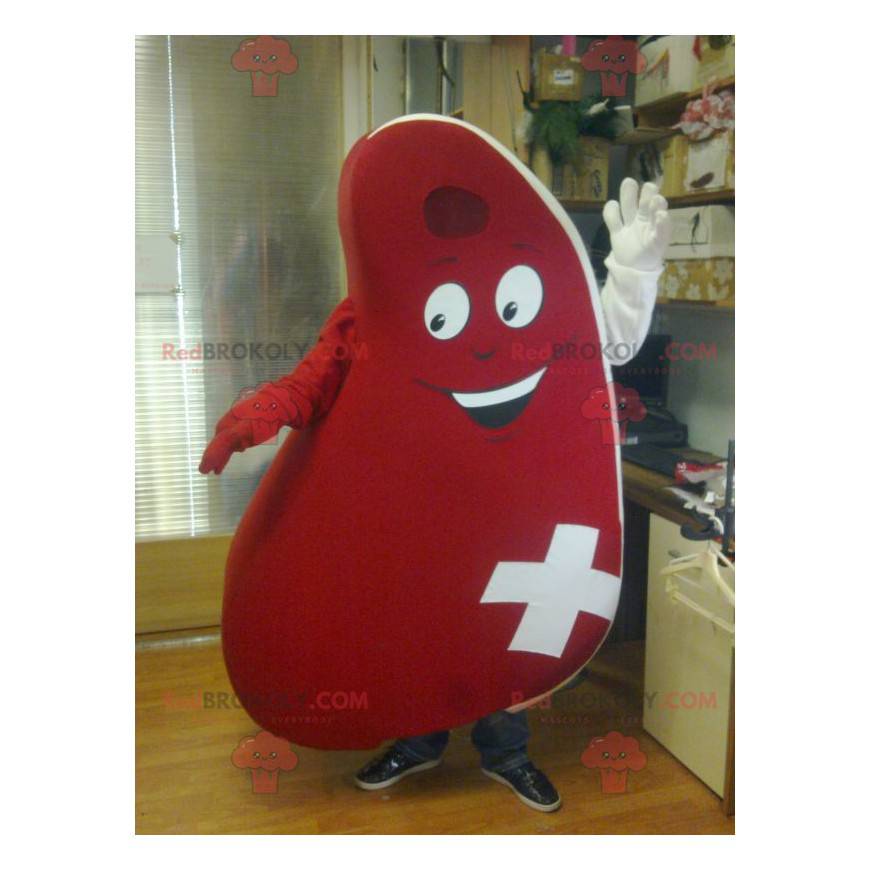 Maskot obří červené a usmívající se steak - Redbrokoly.com Maskot obří červené a usmívající se steak - Redbrokoly.com