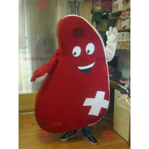 Mascot bistec gigante rojo y sonriente - Redbrokoly.com