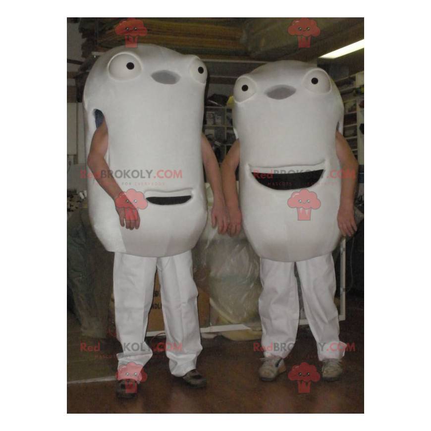 2 mascotas de figuras blancas 2 cabezas gigantes - 2 mascotas de figuras blancas 2 cabezas gigantes -