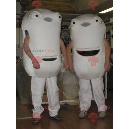 2 mascotas de figuras blancas 2 cabezas gigantes -