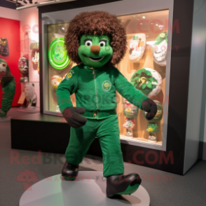 Forest Green Irish Dancing Shoes mascot costume character dressed with a Jumpsuit and Mittens