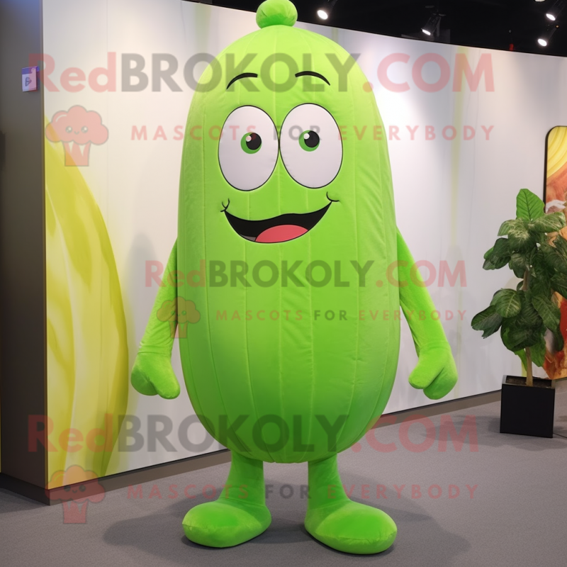 Lime Green Cucumber mascot costume character dressed with a Bodysuit and Ties Lime Green Cucumber mascot costume character dressed with a Bodysuit and Ties