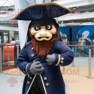 Navy Pirate mascot costume character dressed with a Culottes and Wraps