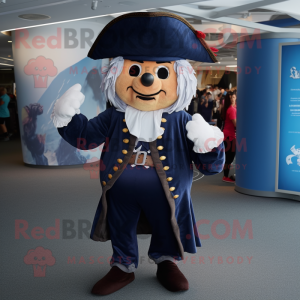 Navy Pirate mascot costume character dressed with a Culottes and Wraps