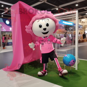 Roze voetbalgoal mascotte...